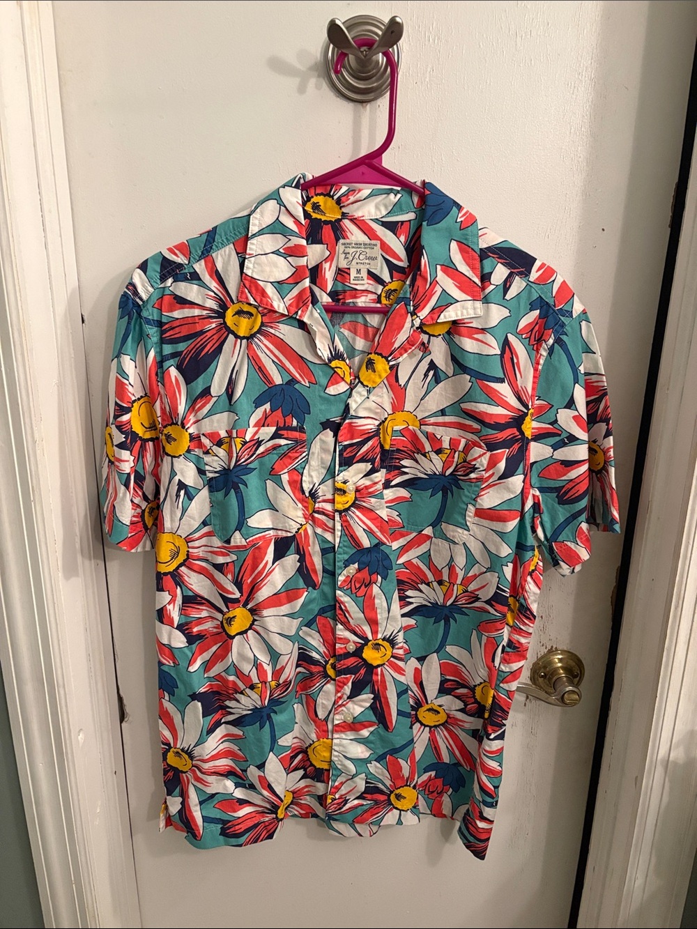 J Crew Floral Short Sleeve Button Down Shirt